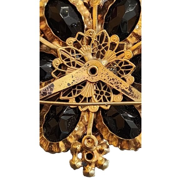 Vintage Elaborate Glass Rhinestone Brooch Possibly Austria (A2704) - Picture 4 of 6